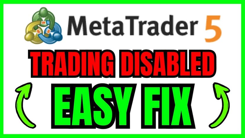 MetaTrader 5 trading disabled easy fix tutorial showing MT5 logo and trading is disabled on the trade server side error message
