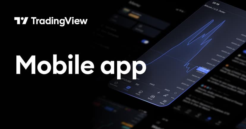 TradingView mobile app displaying real-time charting and technical analysis tools on a smartphone screen