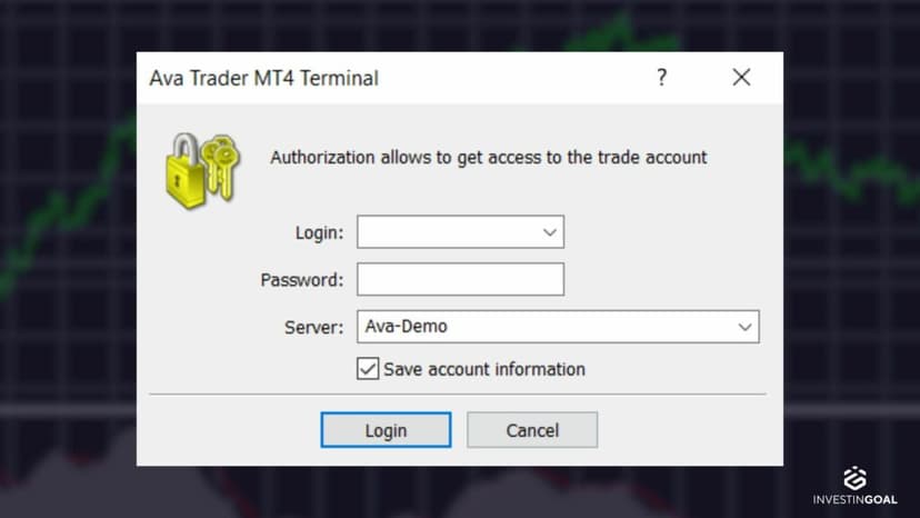 MT4 broker login dialog on a forex VPS provider with broker server pre-installed for MT4 MT5 VPS uptime and one-click access