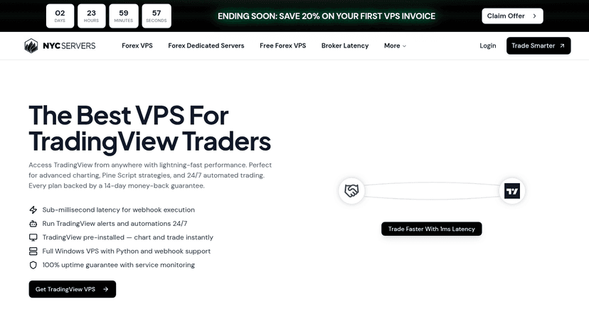 NYCServers TradingView VPS page