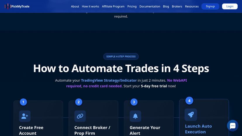 PickMyTrade automation setup process