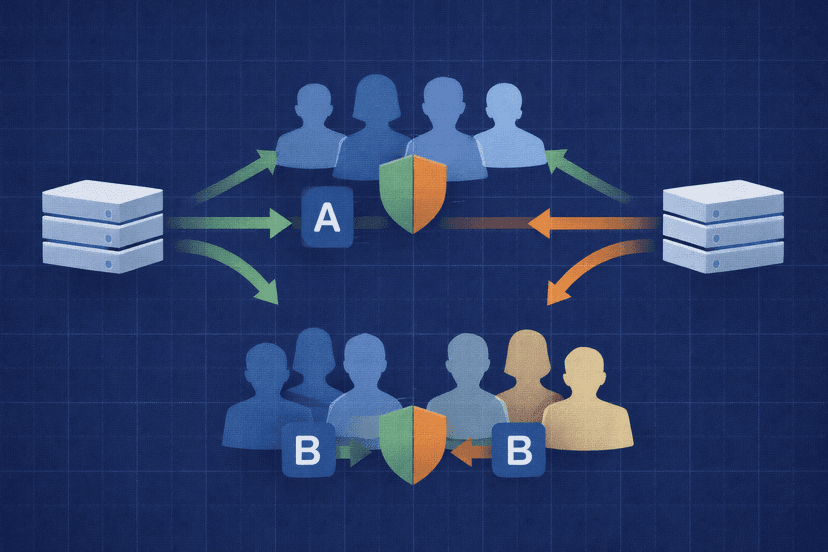Hybrid A/B routing and client segmentation by a broker risk engine