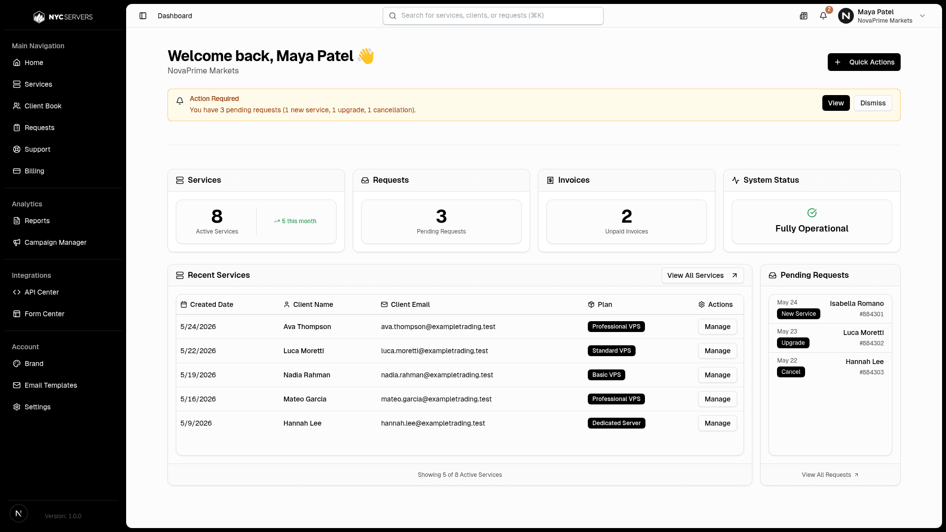 Broker partner panel preview