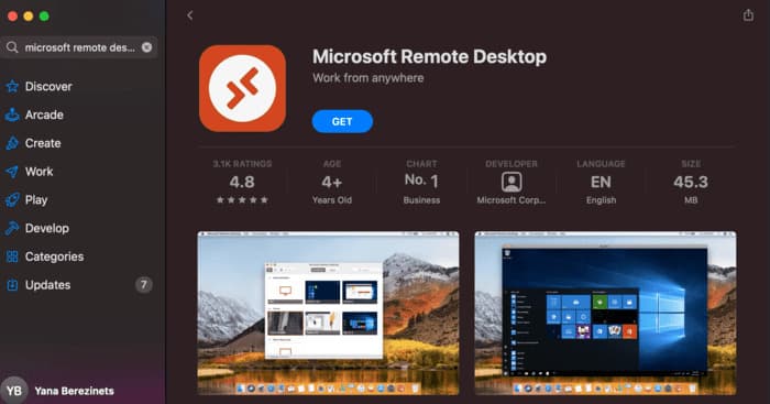 Microsoft Remote Desktop client on Mac App Store free download for MetaTrader Mac VPS connection from MacBook to Windows VPS