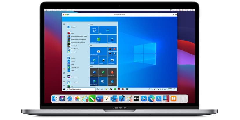 MacBook Pro running Windows in Parallels Desktop virtual machine for MetaTrader Mac VPS alternative on Apple Silicon