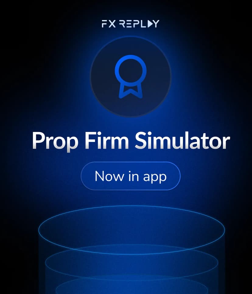 FX Replay prop firm simulator announcement graphic