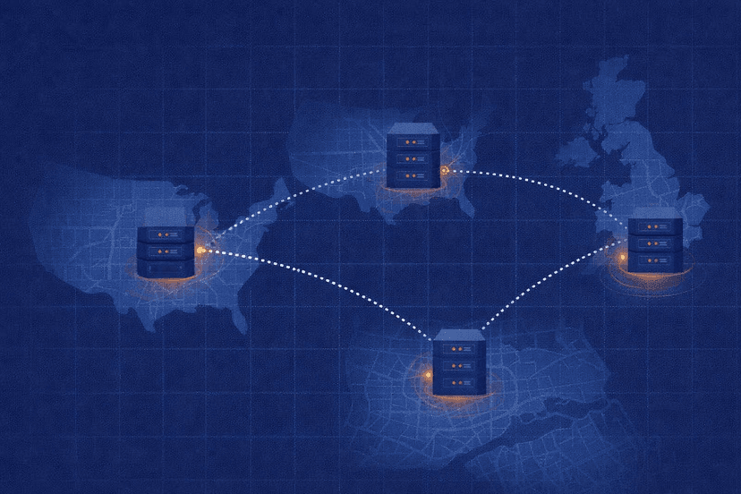 Data center placement map showing NY4 and LD4 for forex and Chicago for CME