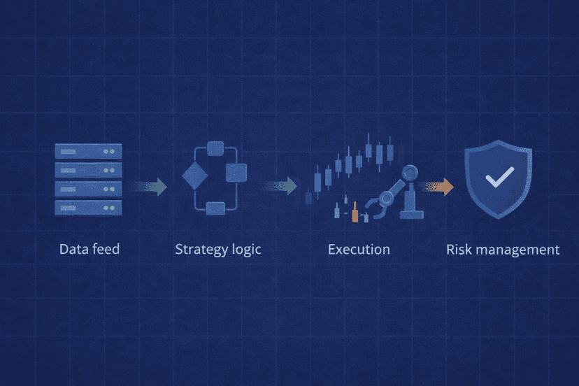 Forex algorithm core components from data feed to strategy, execution, and risk management