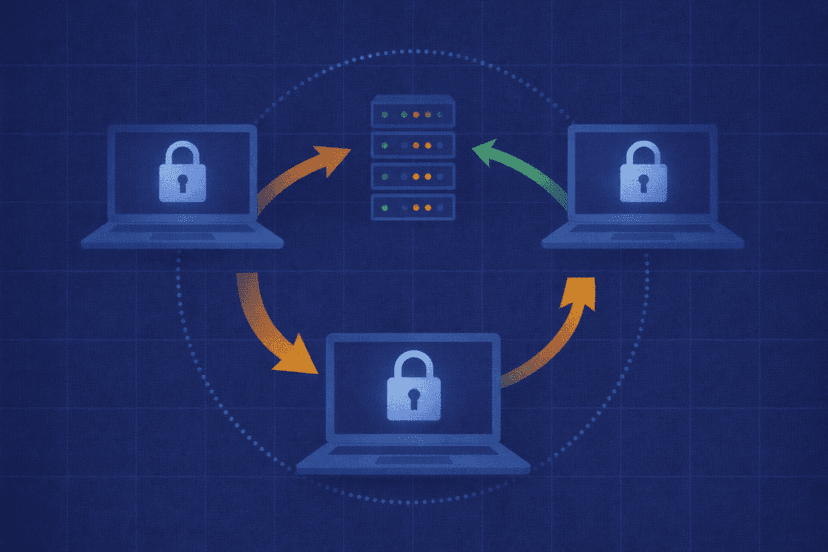 Conceptual illustration of an MQL5 EA license activated across computers