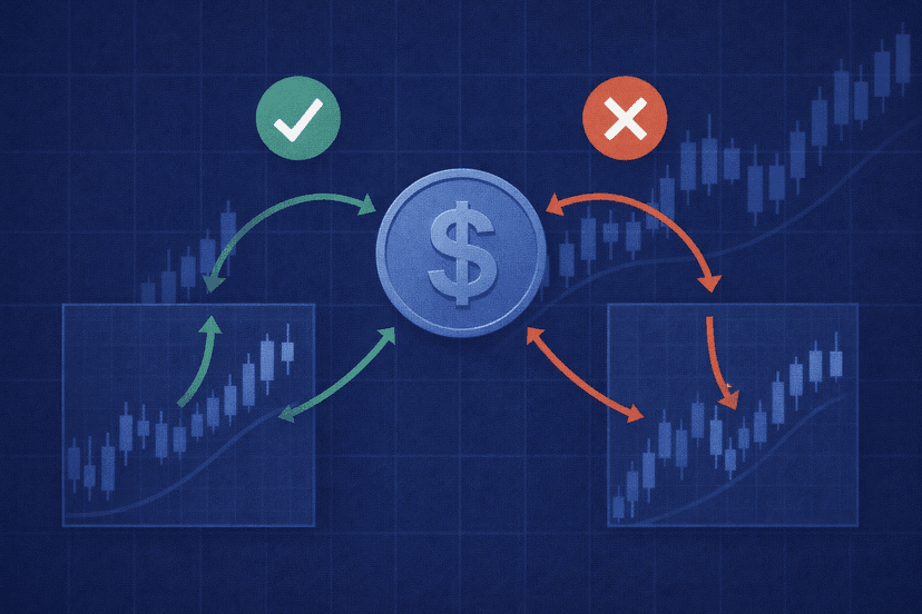 Diagram of Yes and No contract prices summing below one dollar to create arbitrage