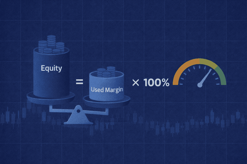 Margin level formula using equity and used margin with a worked forex account example