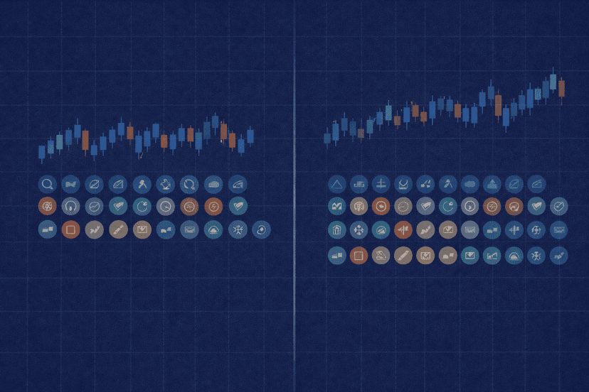 MT4 versus MT5 charting comparison: 9 vs 21 timeframes and 30 vs 80-plus analytical tools