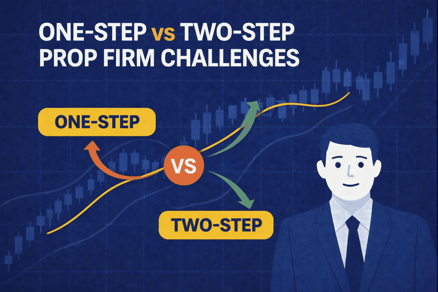 One-step vs two-step prop firm challenges split-path risk comparison