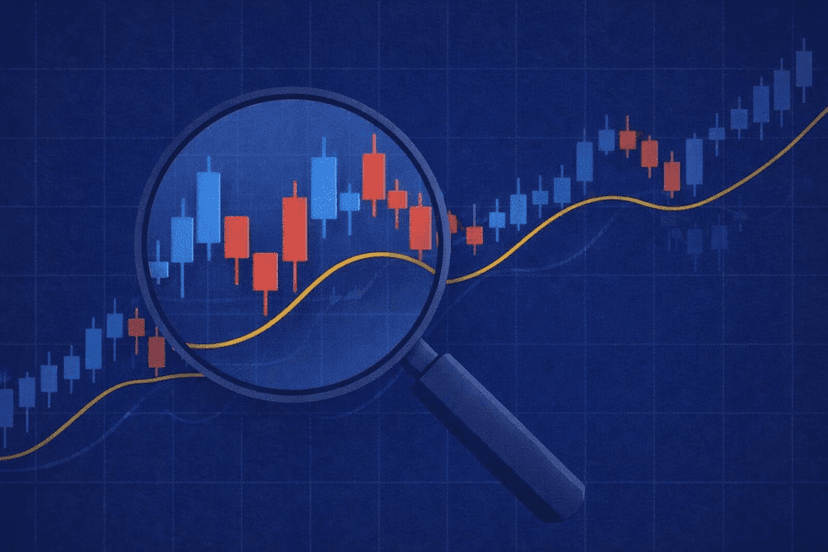 Bullish and bearish candlestick anatomy with market structure and support levels