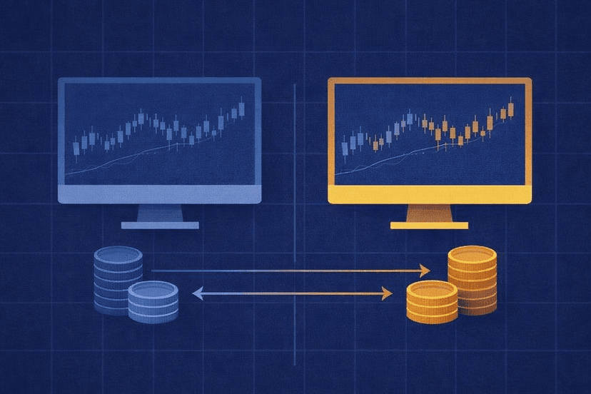 Simulated funded account versus live trading account diagram