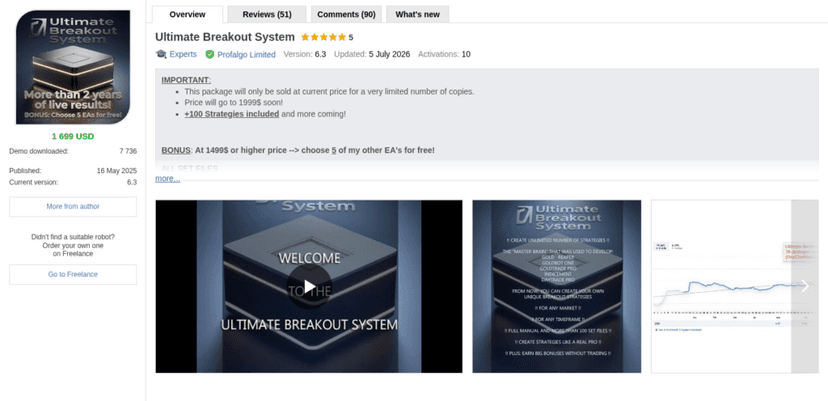 Ultimate Breakout System MQL5 product page
