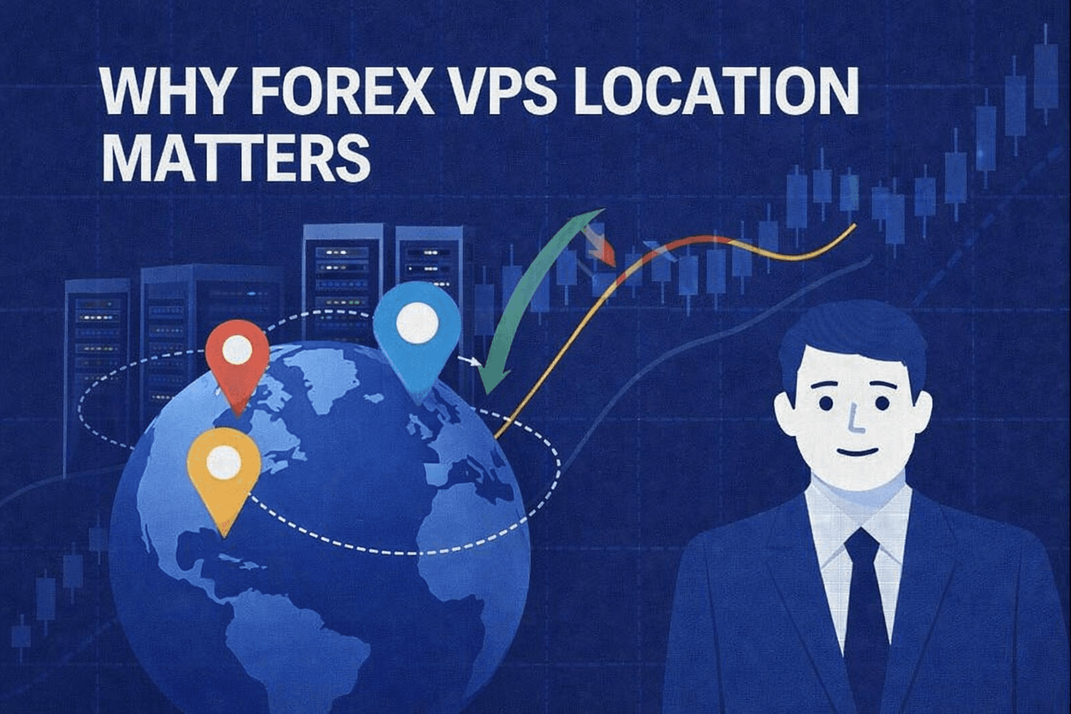 forex VPS location map showing broker server matching